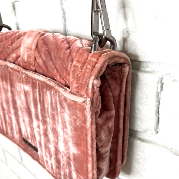 Rebecca Minkoff ‘Small Love’ Pink Velvet Crossbody Bag Dusty Rose - Picture 15 of 16